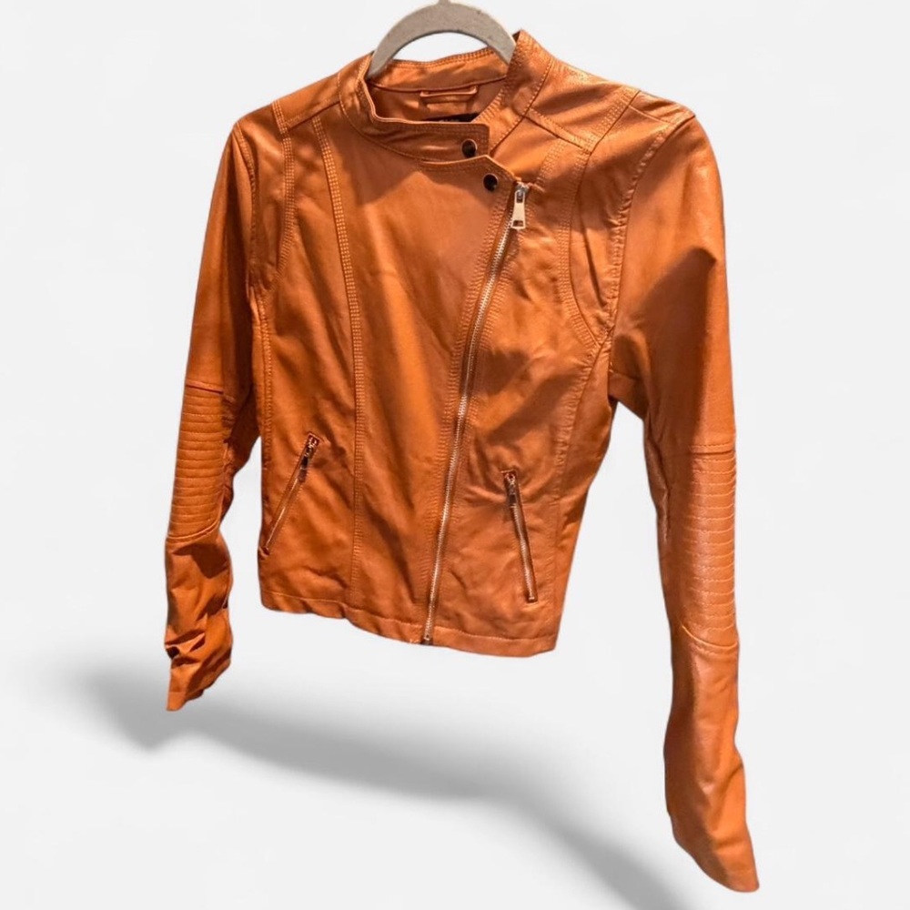 Women's Orange Leather Jacket